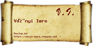 Ványi Imre névjegykártya
